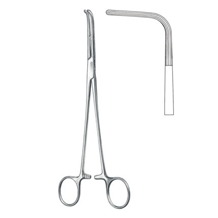 Dissecting forceps, acc. to Mixter, angled, longitudinal serration
